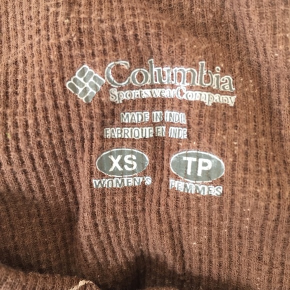 Vintage Columbia Thermal Shirt XS Cabins and Trees Brown Winter Rustic - Picture 6 of 7